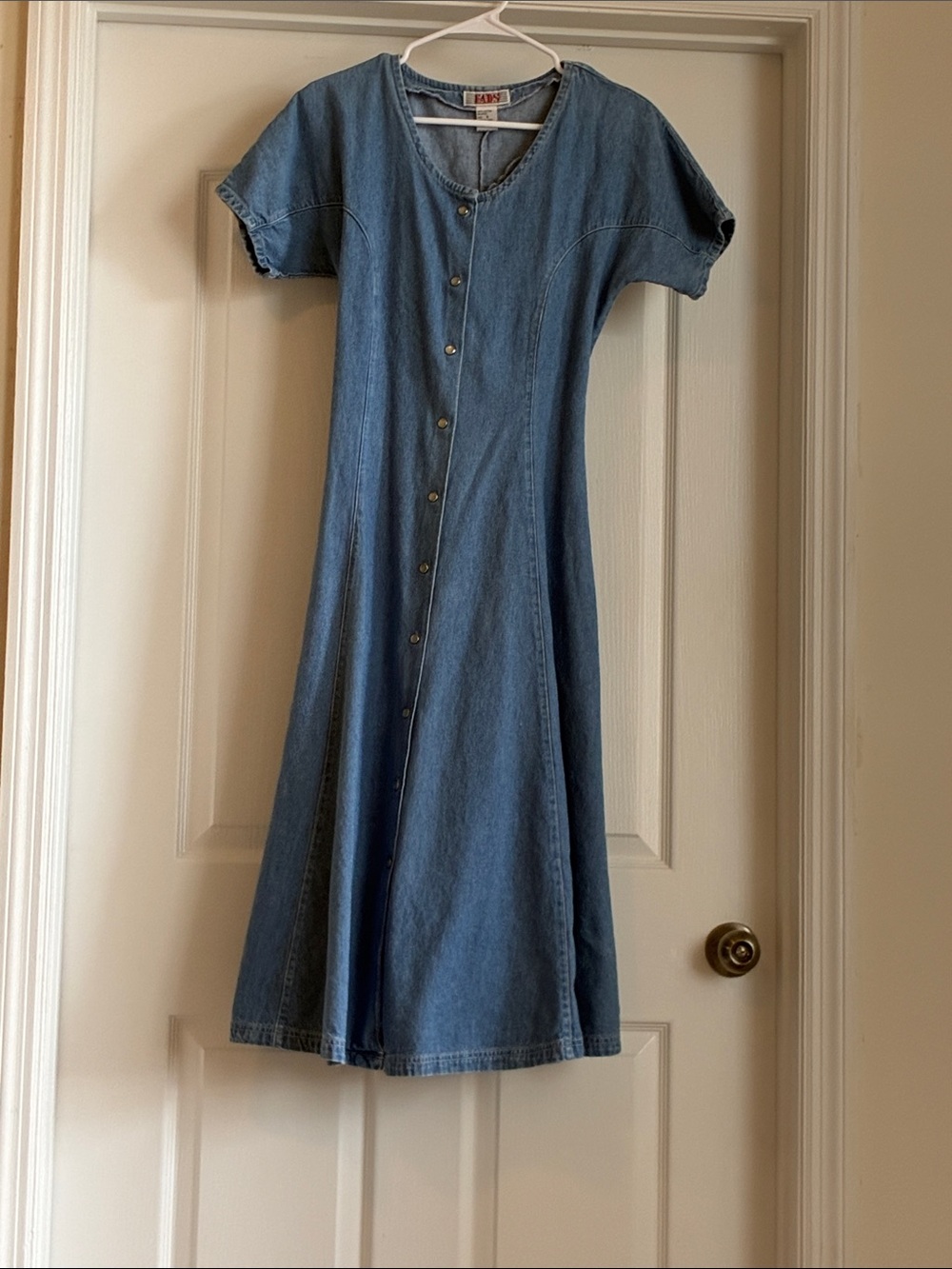Vintage Fads Blue Denim Maxi Dress Size 8 Button Front Cottagecore Boho Y2K 90s - Picture 3 of 9